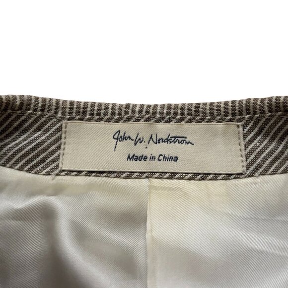 John W. Nordstrom Blazer Jacket Mens 42R (Fits 46R) Linen Vented Gray Striped - Picture 6 of 7